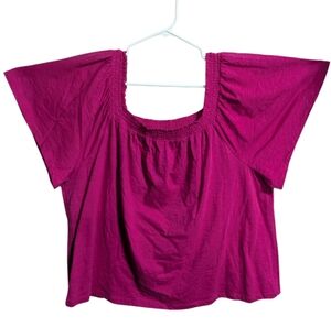 St. John's Bay Women's short sleeve top 2X smocking pink w-247